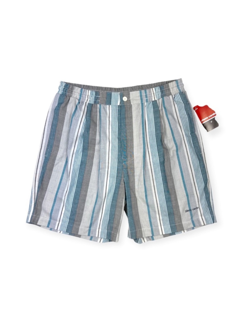 Pierre Cardin Vintage Blue & Gray Striped Swim Trunks